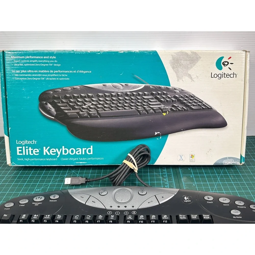 Logitech Elite Keyboard Y-BE22 Wired USB Multimedia Black Silver with Box